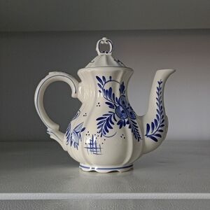 Blue and White Ceramic Teapot